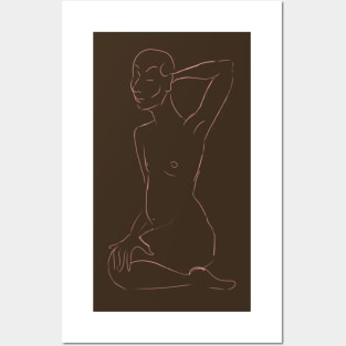 Kneeling Figure Lineart Posters and Art